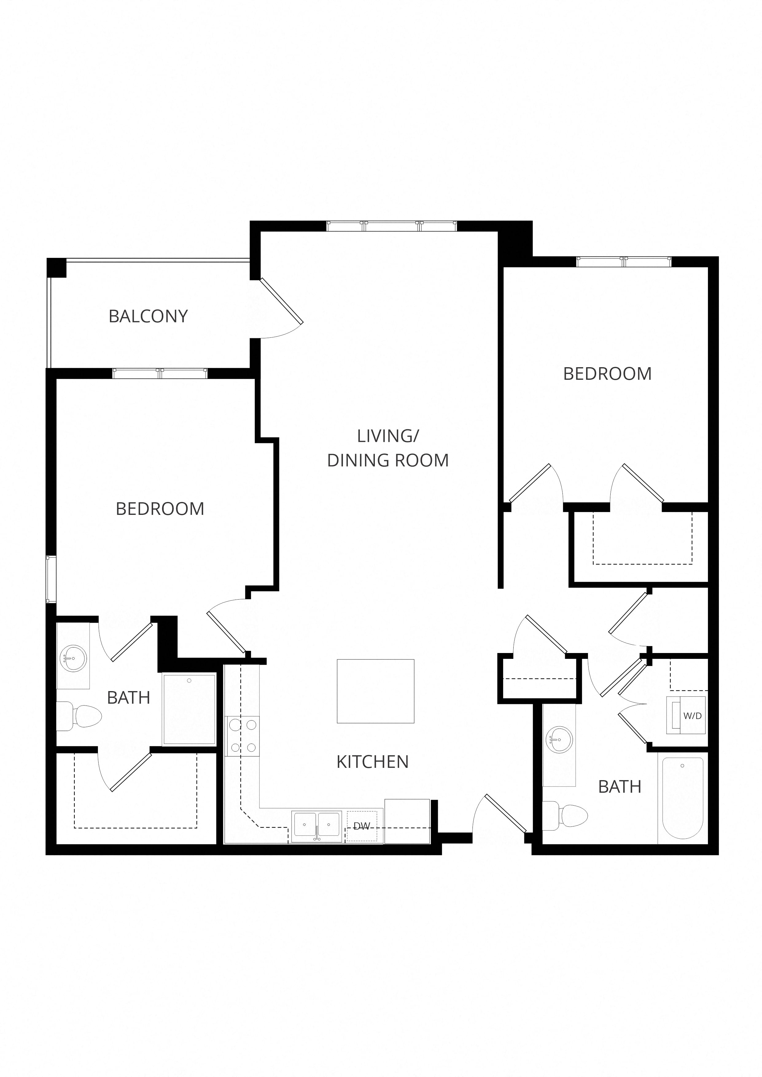 2x2 J floor plan